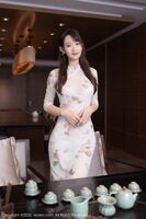 XiuRen第513期9_模特唐安琪广州-云南旅拍半脱白轻透旗袍露性感内衣诱惑Photo 82P