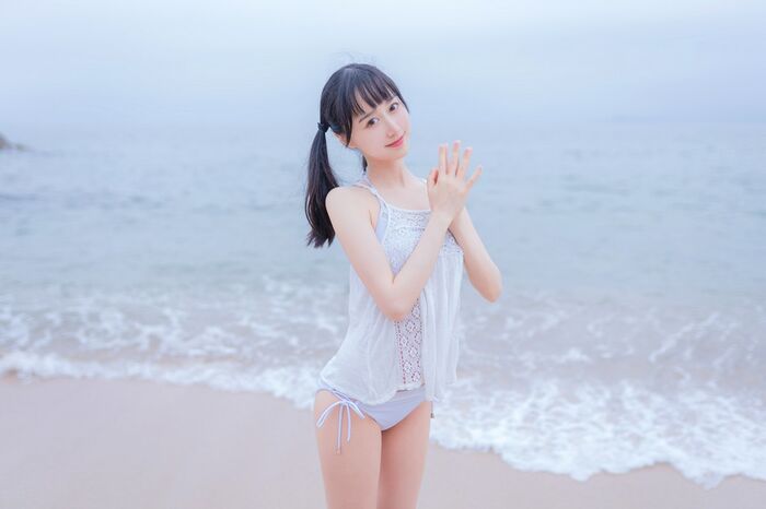 Moe System Xiao 姐姐木绵绵 OwO 海边白比基尼主题沙滩性感比基尼秀完美身材诱惑Photo 30P 6th image