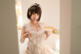 动漫博主蠢沫沫爱心围裙主题私房性感白色内裤配白丝袜秀翘臀美腿诱惑写真50P