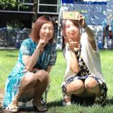 City photo of amateur girls wearing a dress and seeing their pants