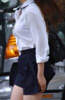 【JK uniform sheer braero image】 Erotic image of an erotic bra showing through JK's blouse! The sight of a visibly erotic bra showing through faintly is so erotic and unbearable www